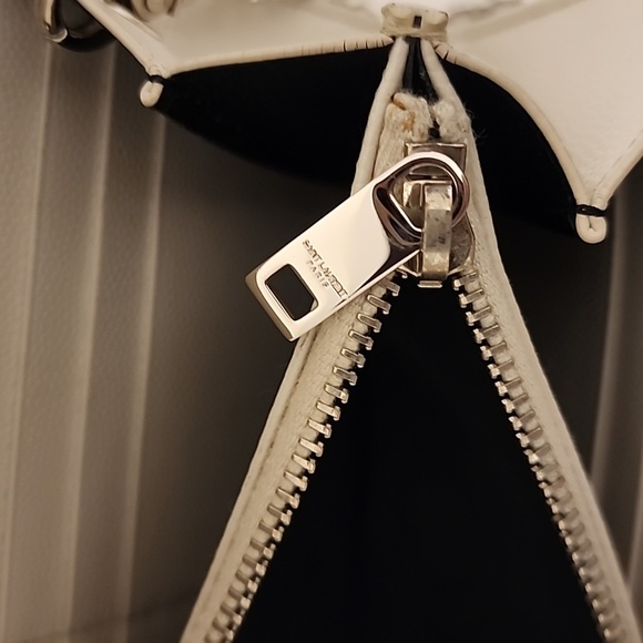 YSL Cloud Gray Caviar Flap Crossbody Large Purse Clutch WOC + Box - Picture 7 of 16